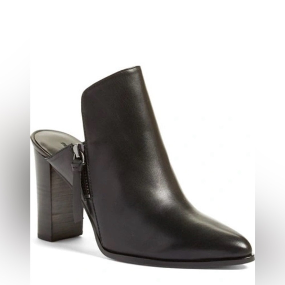 REBECCA MINKOFF Aidan Leather Point-toe Block-heel Mules In Black